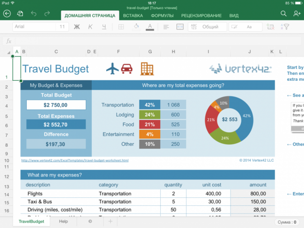 Kaip apskaičiuoti Excel kelionės išlaidos