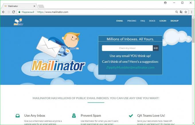 Laikinas paštas: Mailinator
