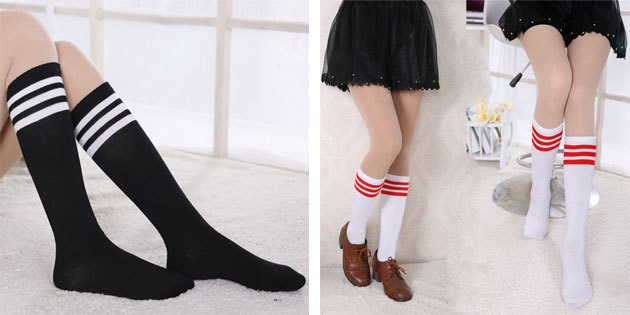 Gražios kojinės: ilgas kojines su juostelėmis
