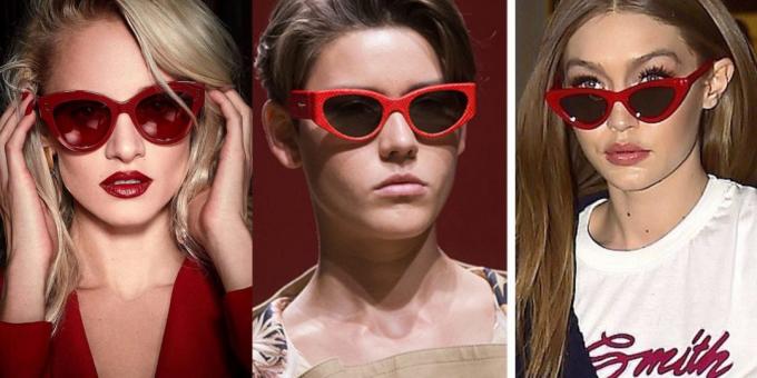 Moterų akiniai nuo saulės raudoname rėmelyje