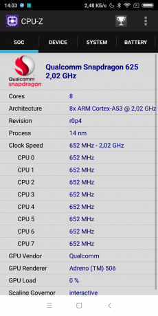 Redmi S2: CPU-Z "