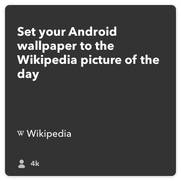 IFTTT receptas: nustatykite savo "Android" tapetai Vikipedijos paveikslėlyje dienos jungia Wikipedia "Android" įrenginiuose