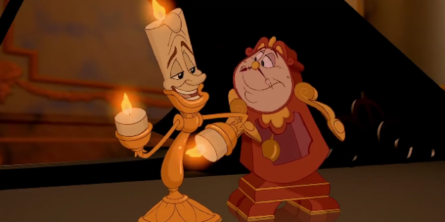 Lumiere ir Cogsworth iš originalaus animaciją 1991
