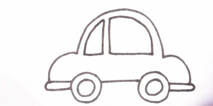 Kaip nupiešti automobilį: nupiešk mažą langą