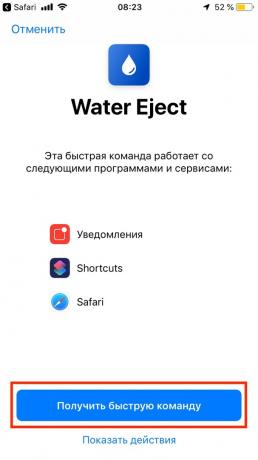 Jei vanduo patenka į iPhone: mygtuką "Gauti komandų eilutę"