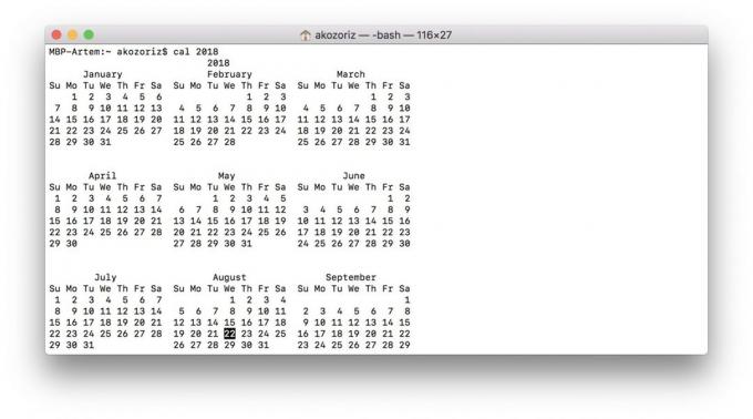 MacOS komanda: Kalendorius nustatymas