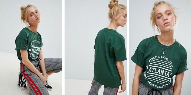 Moterų mados marškinėliai iš Europos parduotuvių: Marškinėliai Daisy Gatvė Žalia