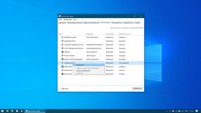 Konfigūravimas "Windows 10: Išjunkite nereikalingus Paleistis programas