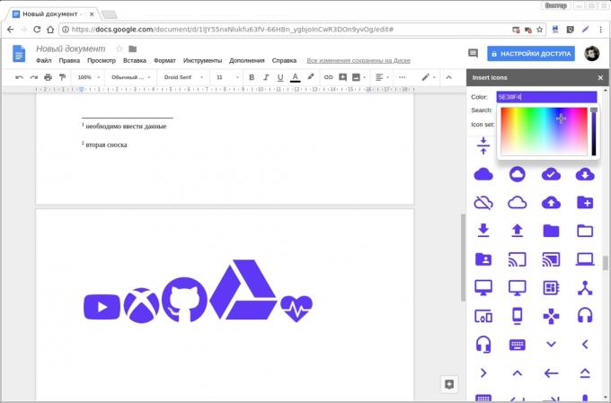"Google Docs" Add-ons: Įdėkite piktogramos dokumentai