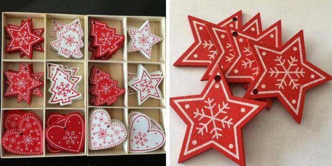 Kalėdų žaislai su AliExpress: širdis ir Kalėdų eglutės