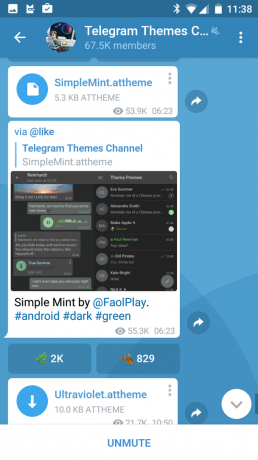 telegrama "Android": Mėlyna tema