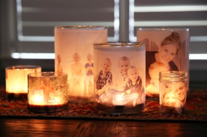 Kaip padaryti, kad Naujųjų Metų dovana savo rankomis: Žvakidės su šeimos nuotraukomis