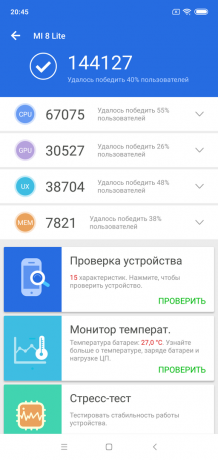 Apžvalga Xiaomi Mi 8 Lite: AnTuTu