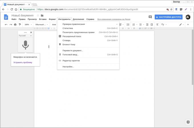 "Google Docs" papildinių: balso įvesties
