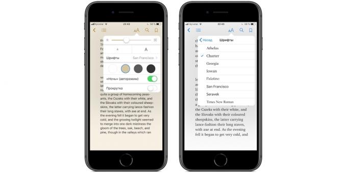iBooks "iPhone" ir "iPad": nuostata išdėstymas