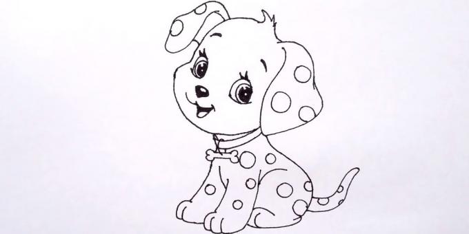 Kaip nupiešti sėdi šunį cartoon stiliaus