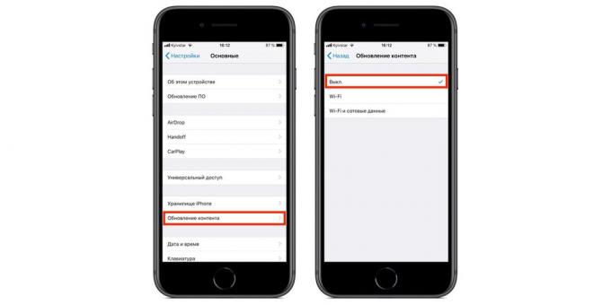 Kaip kalibruoti jūsų iPhone baterija: išjungus Fono App Atnaujinti