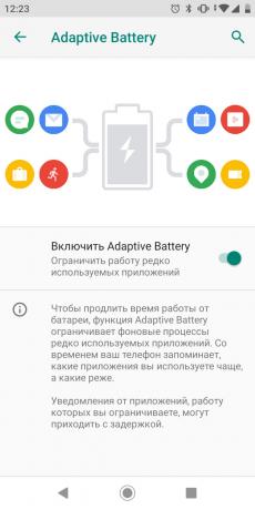 Kaip sutaupyti baterija "Android": Adaptive baterija