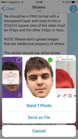 Kaip padaryti, kad už Telegram lipdukus: siųsti nuotrauką kaip failą
