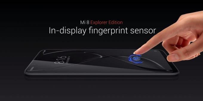 Mi 8 Explorer Edition ": pirštų atspaudų ekrane