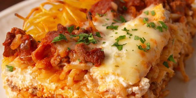 Geriausi jautienos patiekalai: lasagna iš spageti su jautienos