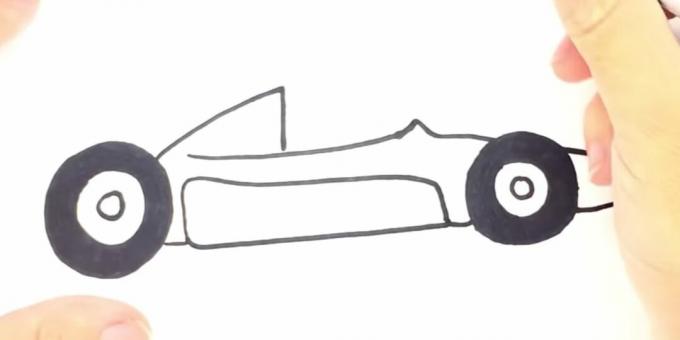 Kaip nupiešti lenktyninį automobilį: nupieškite automobilio dugną