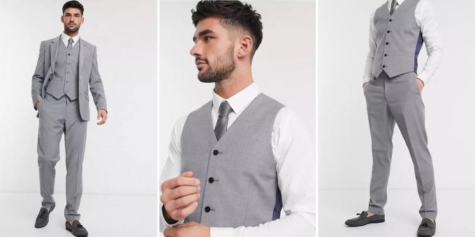 Proginiai drabužiai: pilkas vyriškas kostiumas 