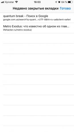 Mažai žinomas "iOS" funkcijos: Peržiūrėti neseniai uždarytus skirtukus Safari