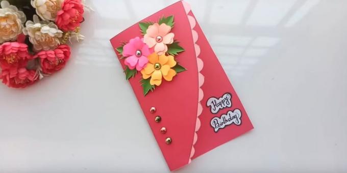 Kaip padaryti, kad kortelę su gėlėmis gimtadienį su savo rankas