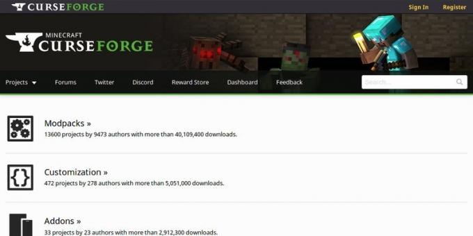 Mada Kur parsisiųsti Minecraft: CurseForge