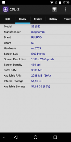 Bluboo S3. CPU-Z "