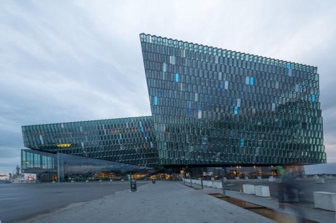 Europos architektūros: Harpa koncertų salė, esantys Reikjavikas, Islandija