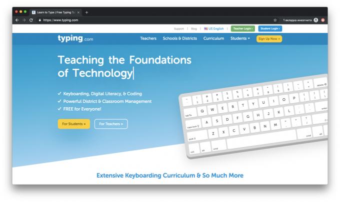 Typing.com - Typing Tutor anglų kalba