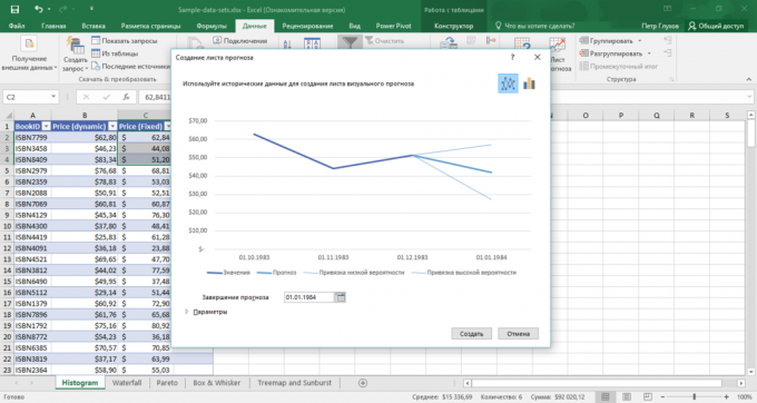 Nauja forma prognozavimo Excel 2016
