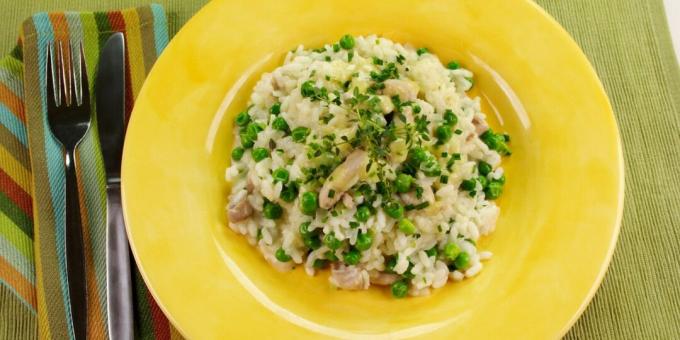 Risotto su vištiena ir žaliais žirneliais