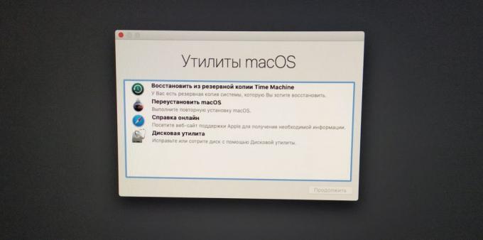 Kaip pagreitinti savo kompiuterį MacOS: pasirinkite "Reset MacOS»