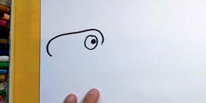Kaip nupiešti dinozaurą: nupieškite galvos dalį