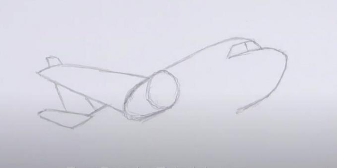 Kaip nupiešti lėktuvą: pavaizduokite nosį, uodegą ir sparną