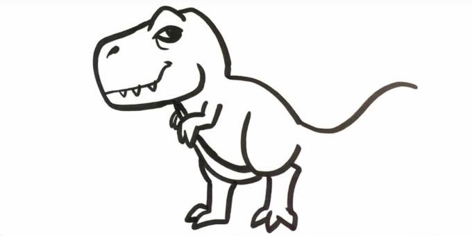 Kaip nupiešti tiranozaurą: nupieškite užpakalines kojas