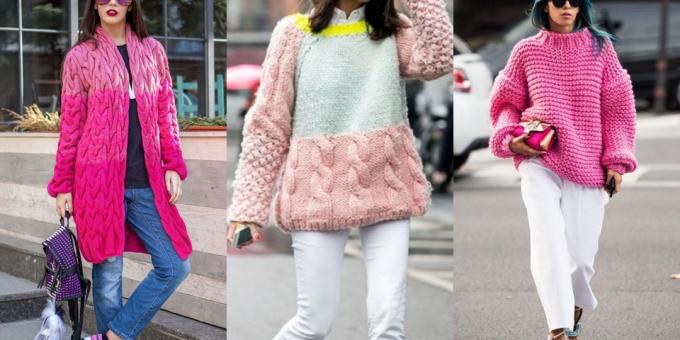 Madingi megztiniai 2018-2019: šviesus Puffy megztinis arba megzta palaidinė