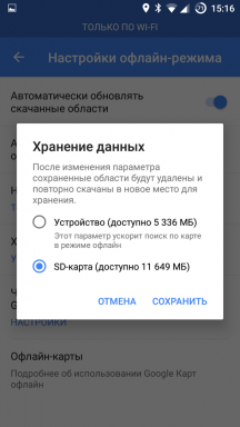 Atnaujinti "Google Maps" Android "leis sutaupyti pralaidumą ir įrenginio atmintį