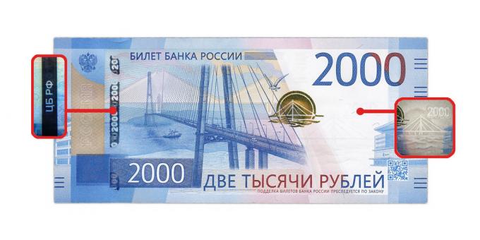 padirbtų pinigų: autentiškumas yra 2000 rublių