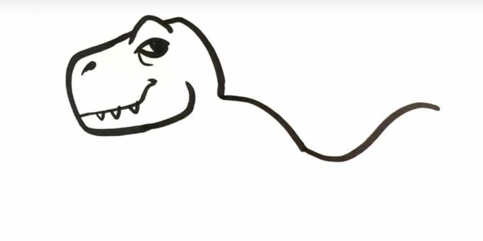 Kaip nupiešti dinozaurą: pavaizduokite galą ir uodegos dalį