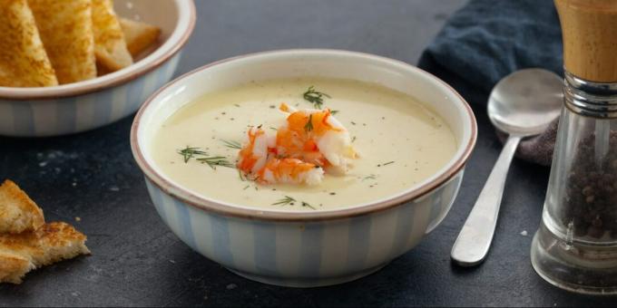 Sūrio kreminė sriuba su krevetėmis