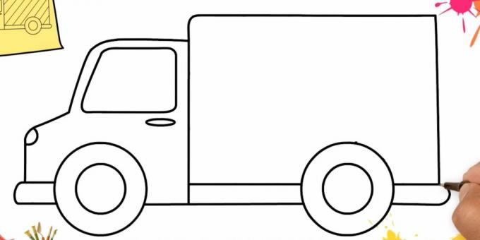 Kaip nupiešti sunkvežimį: baigti kėbulą