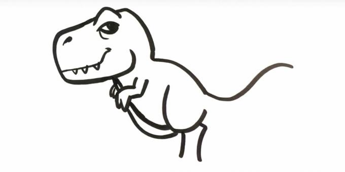 Kaip nupiešti tiranozaurą: pridėkite pilvą ir dalį letenos