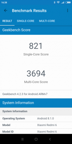 "Xiaomi" Redmi 6: GeekBench