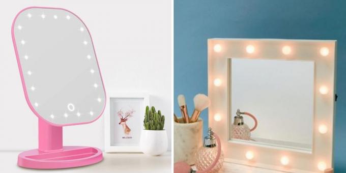 Ką duoti mama Gimimo diena: veidrodis su LED apšvietimas