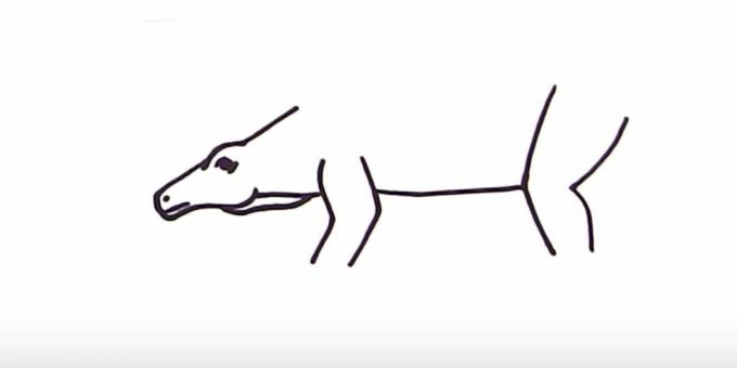 Kaip nupiešti „Stegosaurus“: pridėkite pilvą ir užpakalinę koją