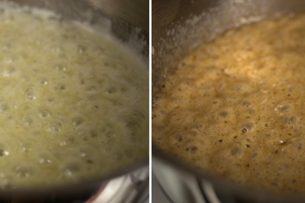 Kaip pasigaminti prancūziškų blynų: po 3-4 minučių karamelė įgaus malonų aukso rudą atspalvį